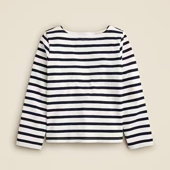 NWOT JCREW MARINER BOATNECK T-SHIRT WOMAN'S SZ 2X PLUS NAVY IVORY STRIPE - Picture 5 of 9